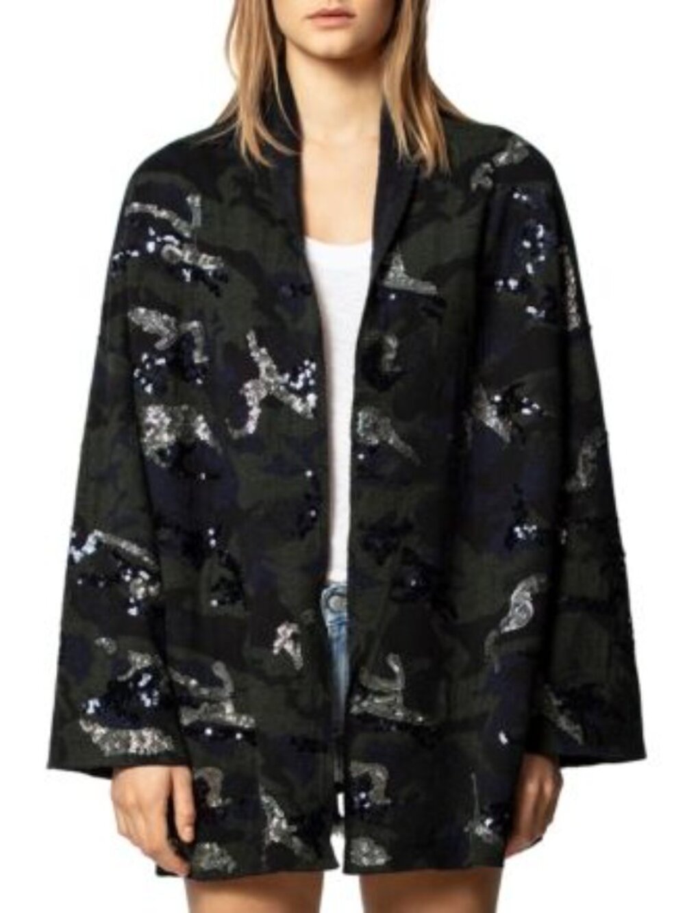 Zadig & Voltaire Maya Camo Sequin Cardigan, XS/S